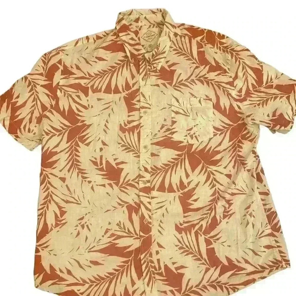 St. John's Bay Leaf Palm Print Button Down Shirt Red & White Men size XXL 2XL - Picture 1 of 9